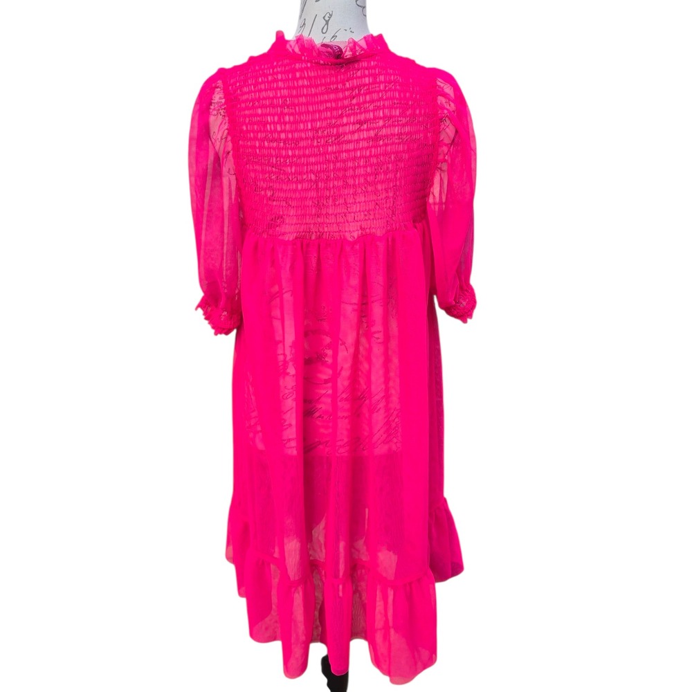H&M Divided Dress Netflix To All The Boys Pink Ruffle Smocked Babydoll Large - Picture 4 of 10